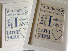 hand printed Jane Austen quotes on fabric